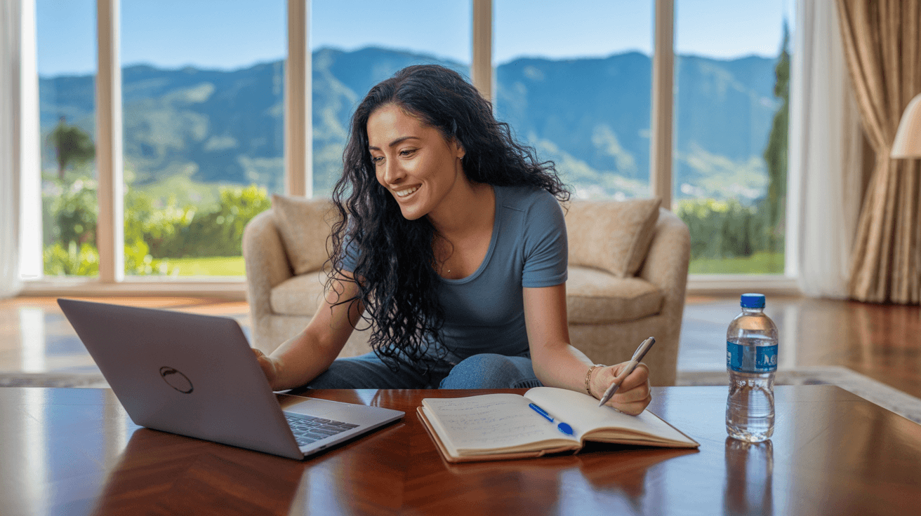 Mujer sonriente: metáfora de una experiencia de aprendizaje acompañada y práctica con SAAMA®.