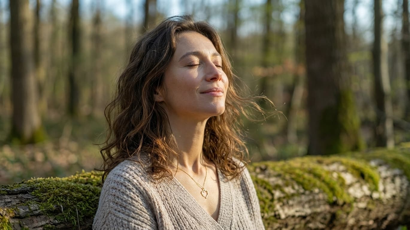 Person in nature, calm.